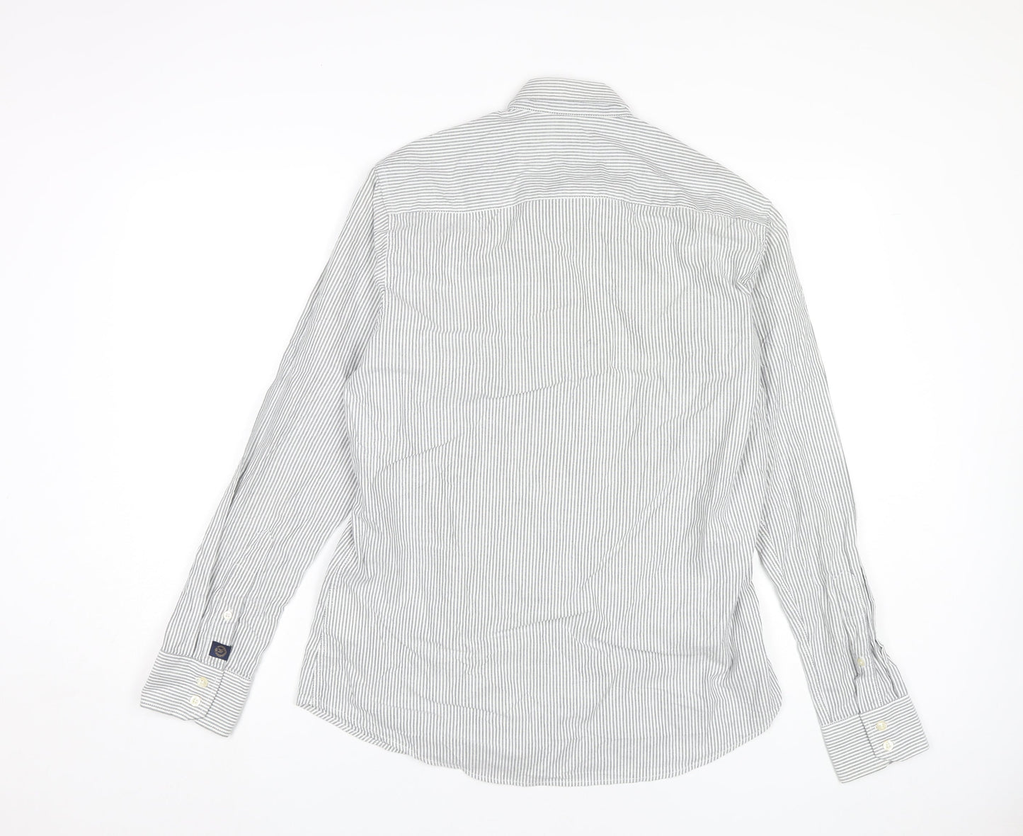 Henri Lloyd Men’s Grey Striped Cotton Button-Up Shirt M