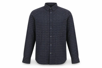 Front view of Jaeger Men's Blue XL Two Fold Cotton Check Button-Up Shirt