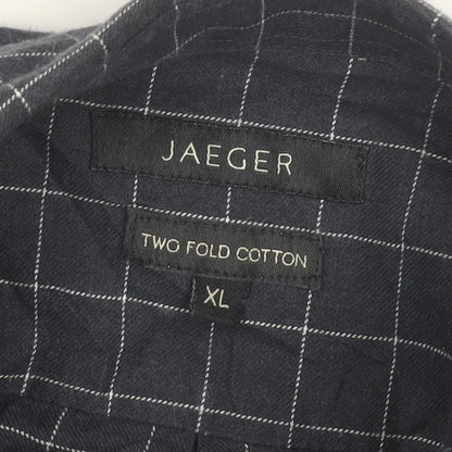 Jaeger Men's Blue XL Two Fold Cotton Check Button-Up Shirt