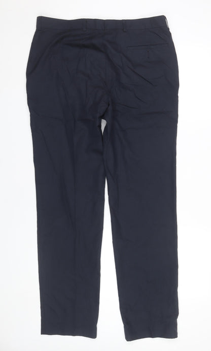 Marks and Spencer Men's Navy Blue 34x33 Slim Fit Dress Pants Trousers