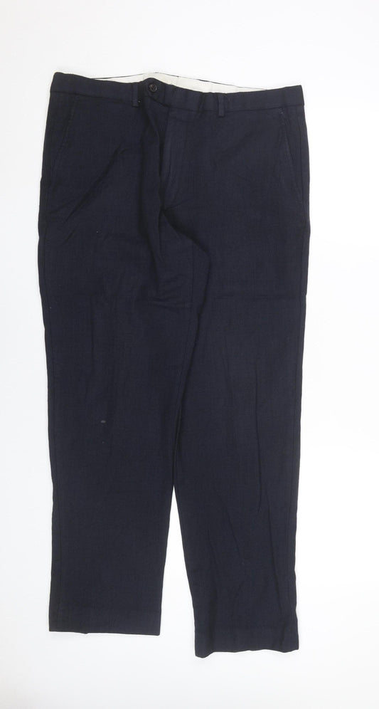 John Lewis Mens Blue Wool Dress Trousers 38R Regular Fit