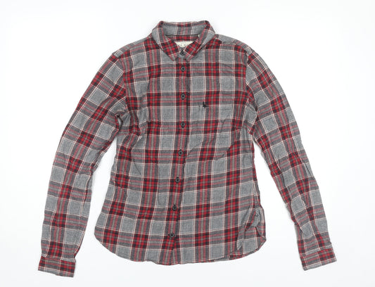 Jack Wills Womens Red Plaid Cotton Button-Up Shirt Size 6