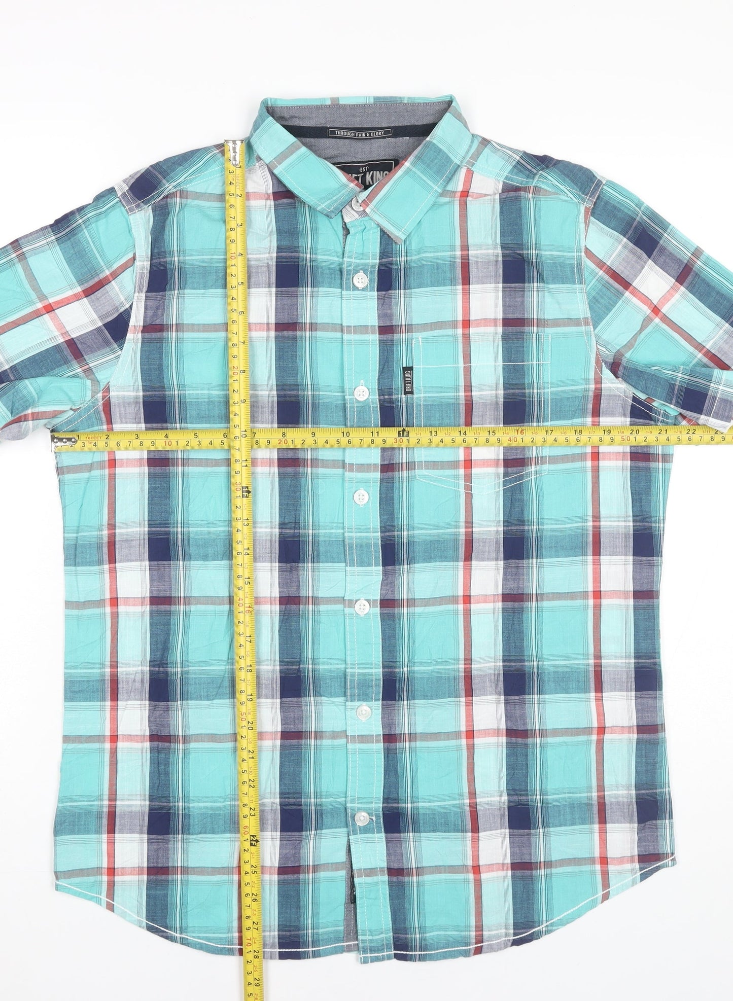 Drift King Men's Multicoloured Plaid Cotton Short Sleeve Shirt L 41"-44"
