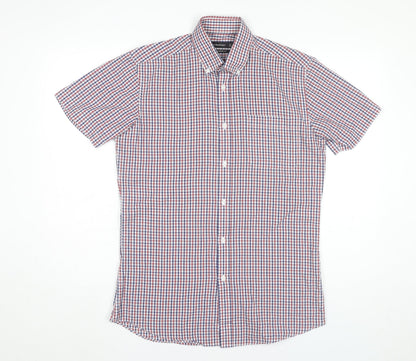 Cedar Wood State Men's Multicoloured Checked Short Sleeve Shirt Size 15 Slim Fit