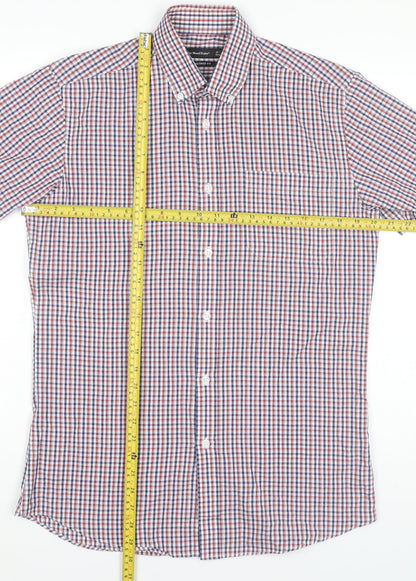 Cedar Wood State Men's Multicoloured Checked Short Sleeve Shirt Size 15 Slim Fit