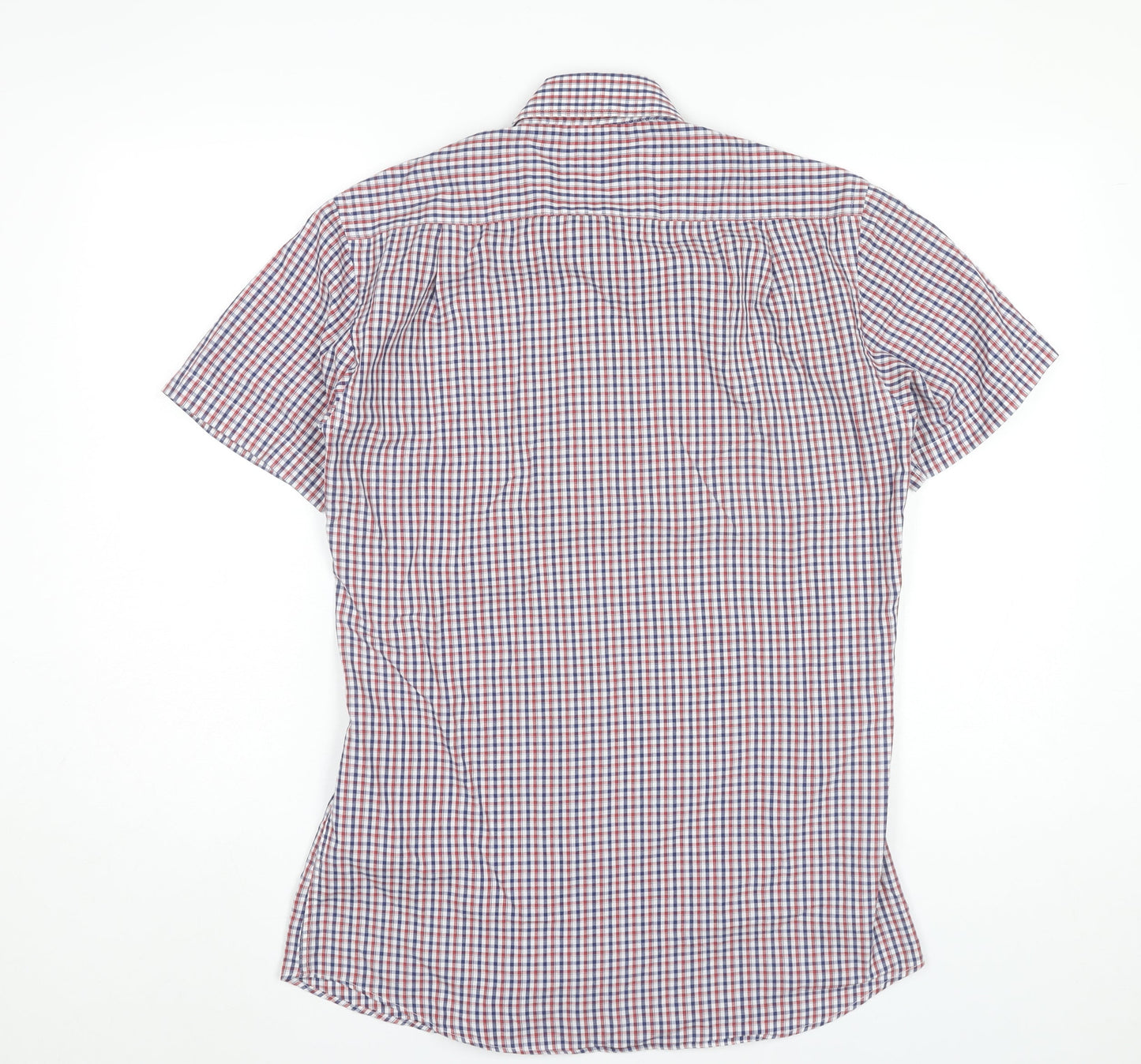 Cedar Wood State Men's Multicoloured Checked Short Sleeve Shirt Size 15 Slim Fit