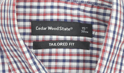 Cedar Wood State Men's Multicoloured Checked Short Sleeve Shirt Size 15 Slim Fit