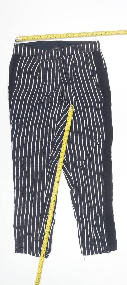 Armani Exchange Womens Black Striped 2XS Chino Trousers