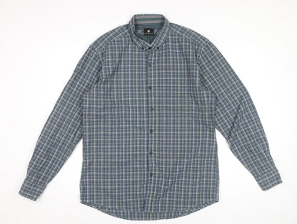 Steel & Jelly Men's Blue XL Button-Down Check Flannel Shirt