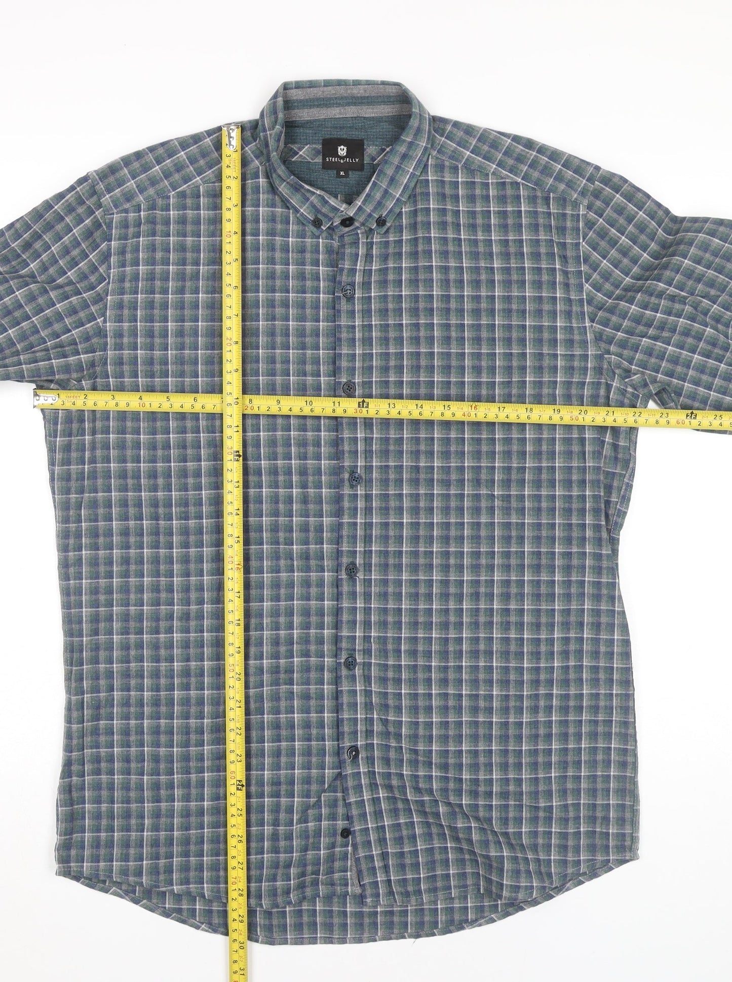 Steel & Jelly Men's Blue XL Button-Down Check Flannel Shirt