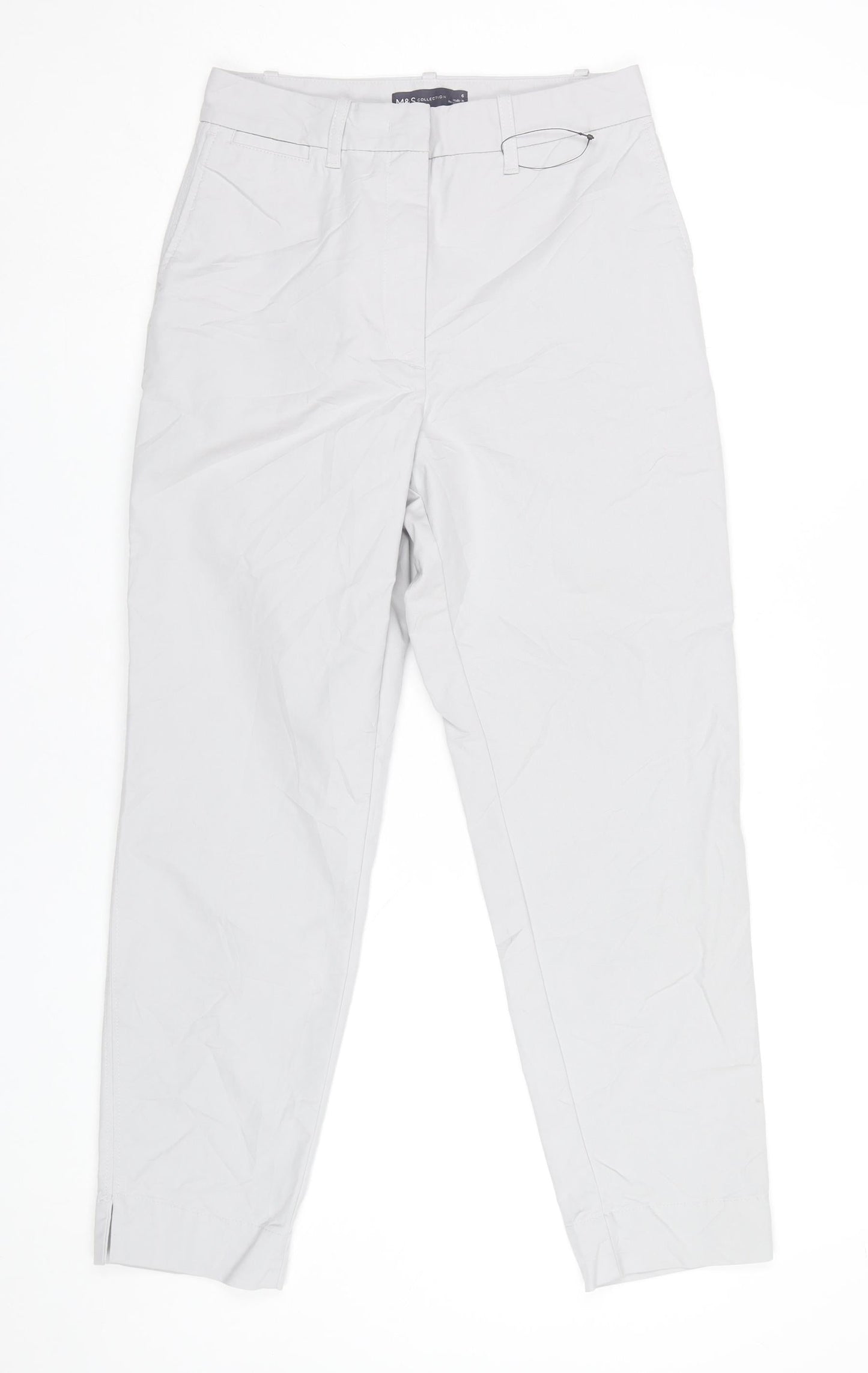 Womens UK Size 6 Marks and Spencer Regular Fit Chino Grey Trousers
