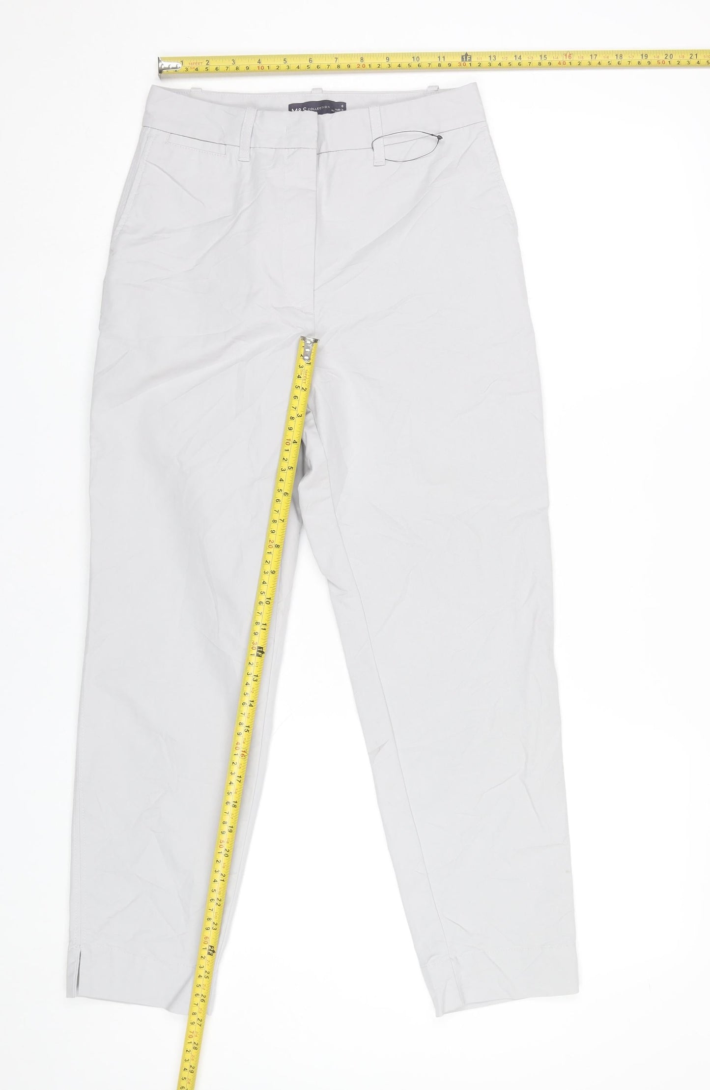 Womens UK Size 6 Marks and Spencer Regular Fit Chino Grey Trousers