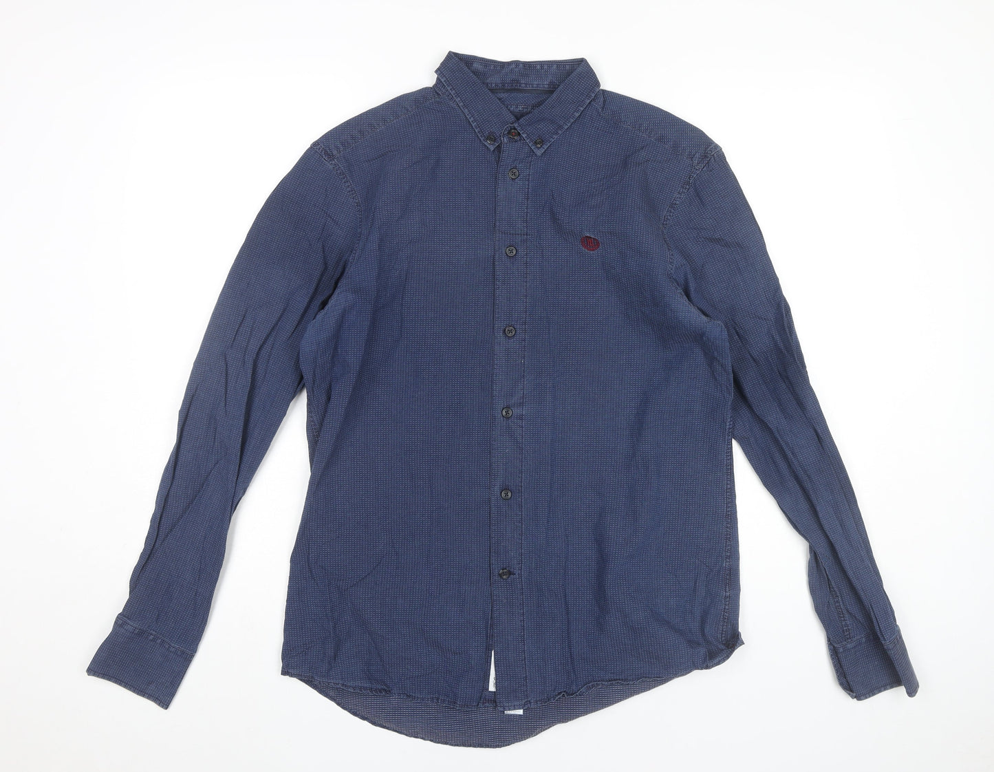 Henri Lloyd Men’s Blue Cotton Button-Up Shirt M Regular Fit