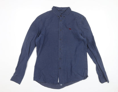 Henri Lloyd Men’s Blue Cotton Button-Up Shirt M Regular Fit
