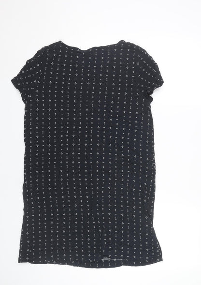 H&M Women Black Shift Dress Size 10 Short Sleeve Knee Length