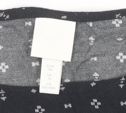 H&M Women Black Shift Dress Size 10 Short Sleeve Knee Length