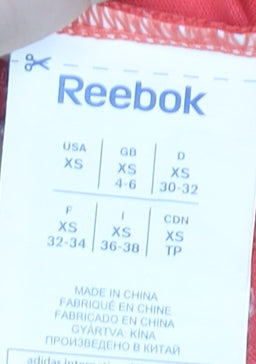 Reebok Womens Red XS Activewear T-Shirt Scoop Neck Gym Top