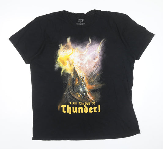 Marvel Thor God of Thunder Men's XL Black Graphic T-Shirt