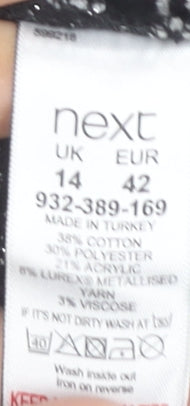 Womens UK Size 14 NEXT Black Basic T-Shirt