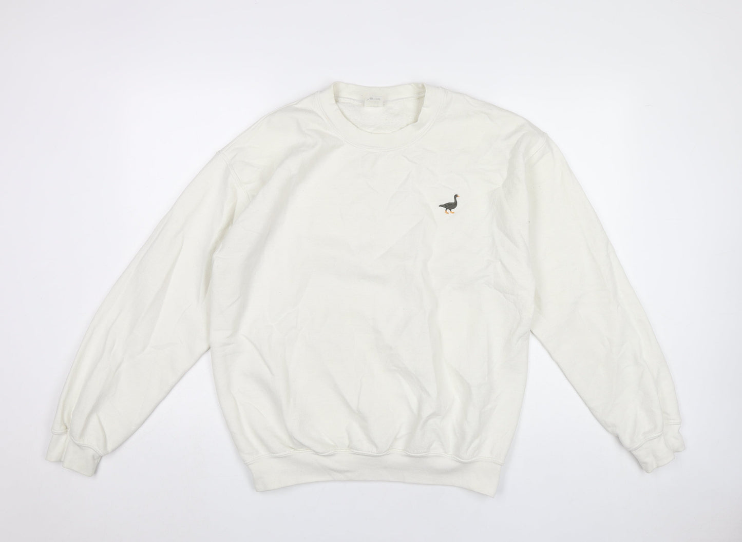 G&G Unisex White Medium Pullover Sweatshirt with Logo