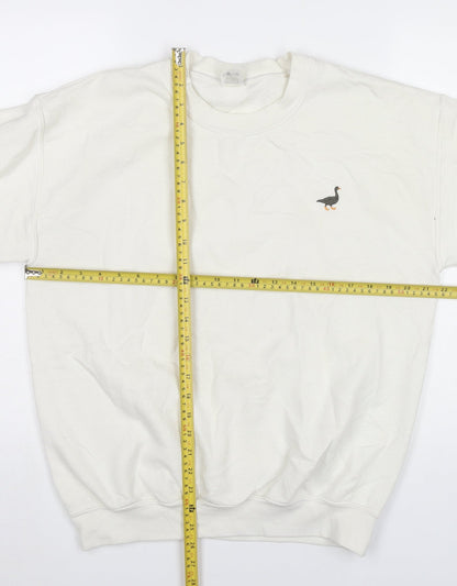 G&G Unisex White Medium Pullover Sweatshirt with Logo
