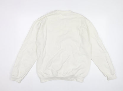 G&G Unisex White Medium Pullover Sweatshirt with Logo