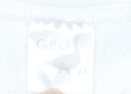 G&G Unisex White Medium Pullover Sweatshirt with Logo