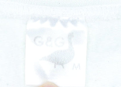 G&G Unisex White Medium Pullover Sweatshirt with Logo