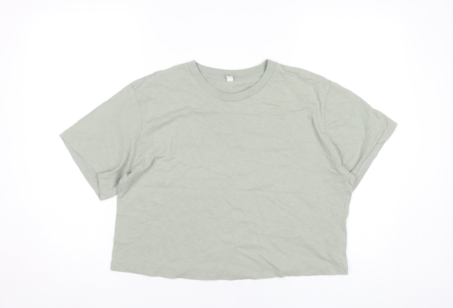 Womens UK Size L Uniqlo Green Cropped T-Shirt