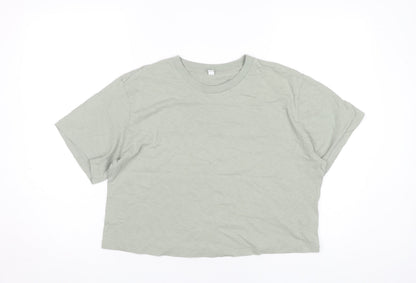 Womens UK Size L Uniqlo Green Cropped T-Shirt