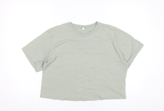 Womens UK Size L Uniqlo Green Cropped T-Shirt