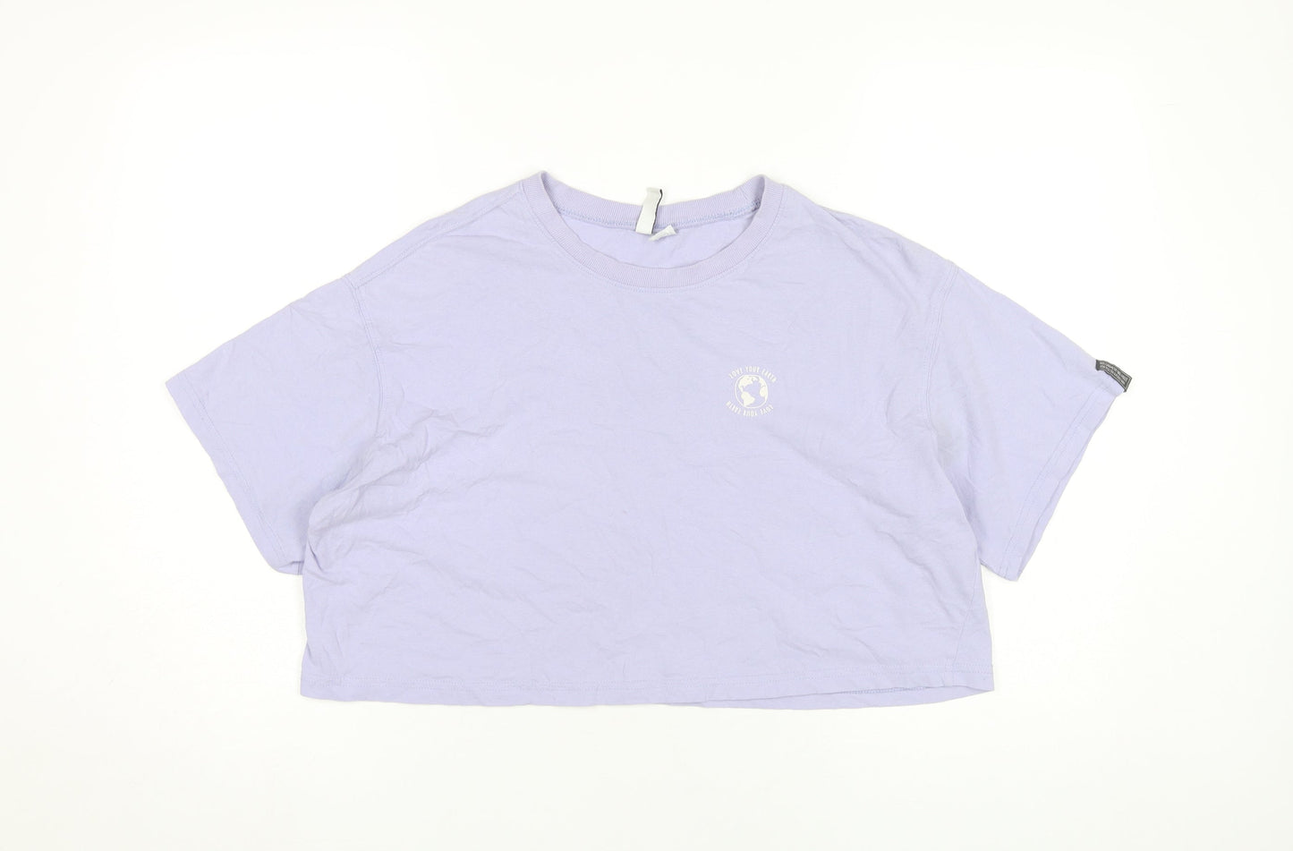 Womens UK Size 12 H&M Purple Cropped T-Shirt