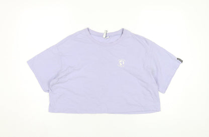 Womens UK Size 12 H&M Purple Cropped T-Shirt