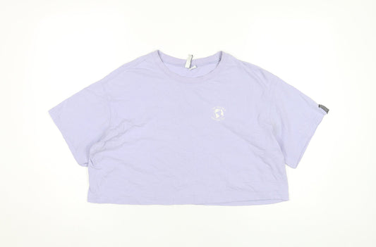 Womens UK Size 12 H&M Purple Cropped T-Shirt