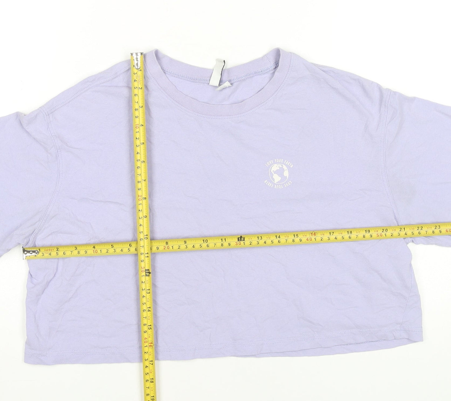 Womens UK Size 12 H&M Purple Cropped T-Shirt