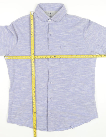 Tailorbyrd Men’s Blue Short Sleeve Button-Up Shirt Size L Casual