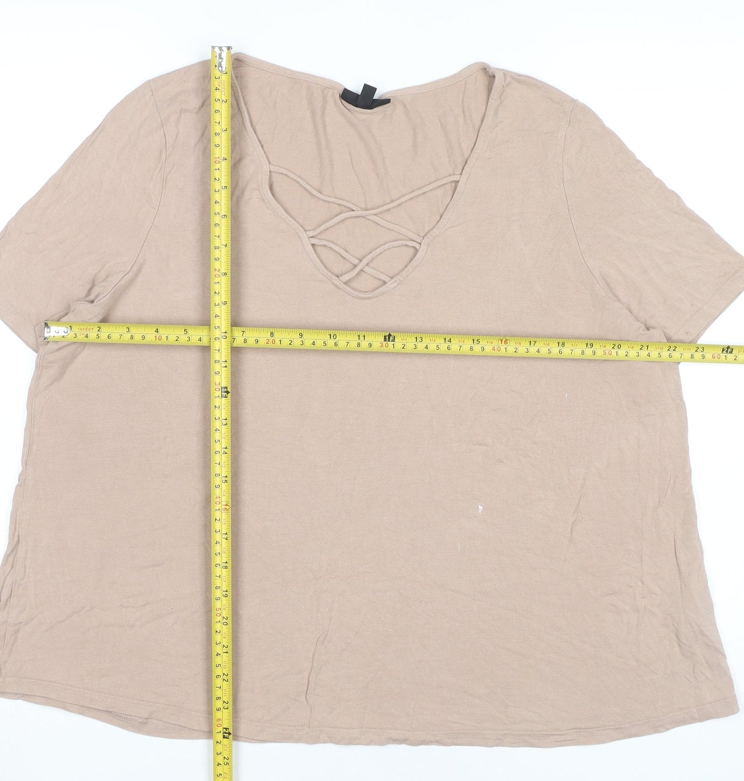 Womens UK Size 16 Topshop Beige Basic T-Shirt