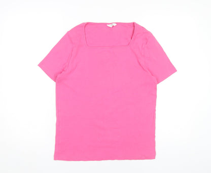 Cotton Traders Women’s Pink Square Neck T-Shirt UK 16