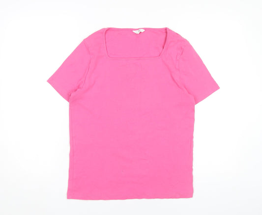Cotton Traders Women’s Pink Square Neck T-Shirt UK 16