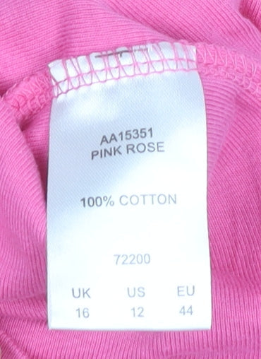 Cotton Traders Women’s Pink Square Neck T-Shirt UK 16