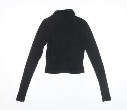 PrettyLittleThing Women’s Black Cropped Button-Up Shirt Size 8