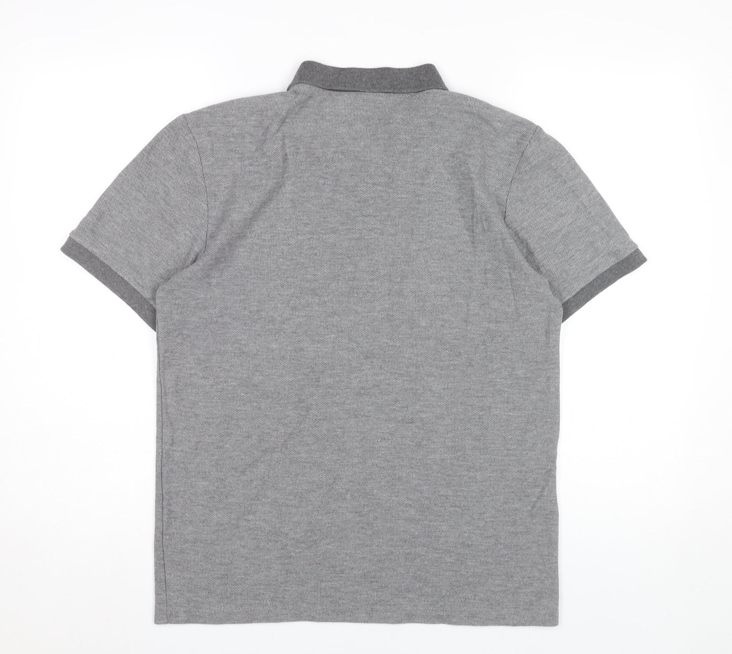 Next Men Grey Polo Shirt M Regular Fit Short Sleeve Cotton Blend