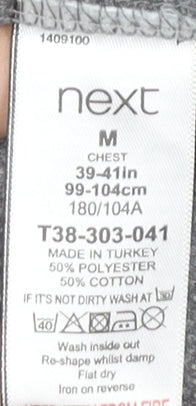 Next Men Grey Polo Shirt M Regular Fit Short Sleeve Cotton Blend