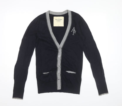 Abercrombie & Fitch Men's Black M Cardigan Jumper V-Neck Cotton Blend