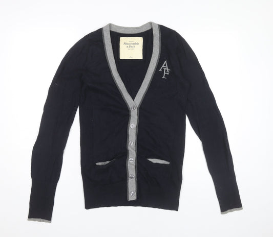 Abercrombie & Fitch Men's Black M Cardigan Jumper V-Neck Cotton Blend