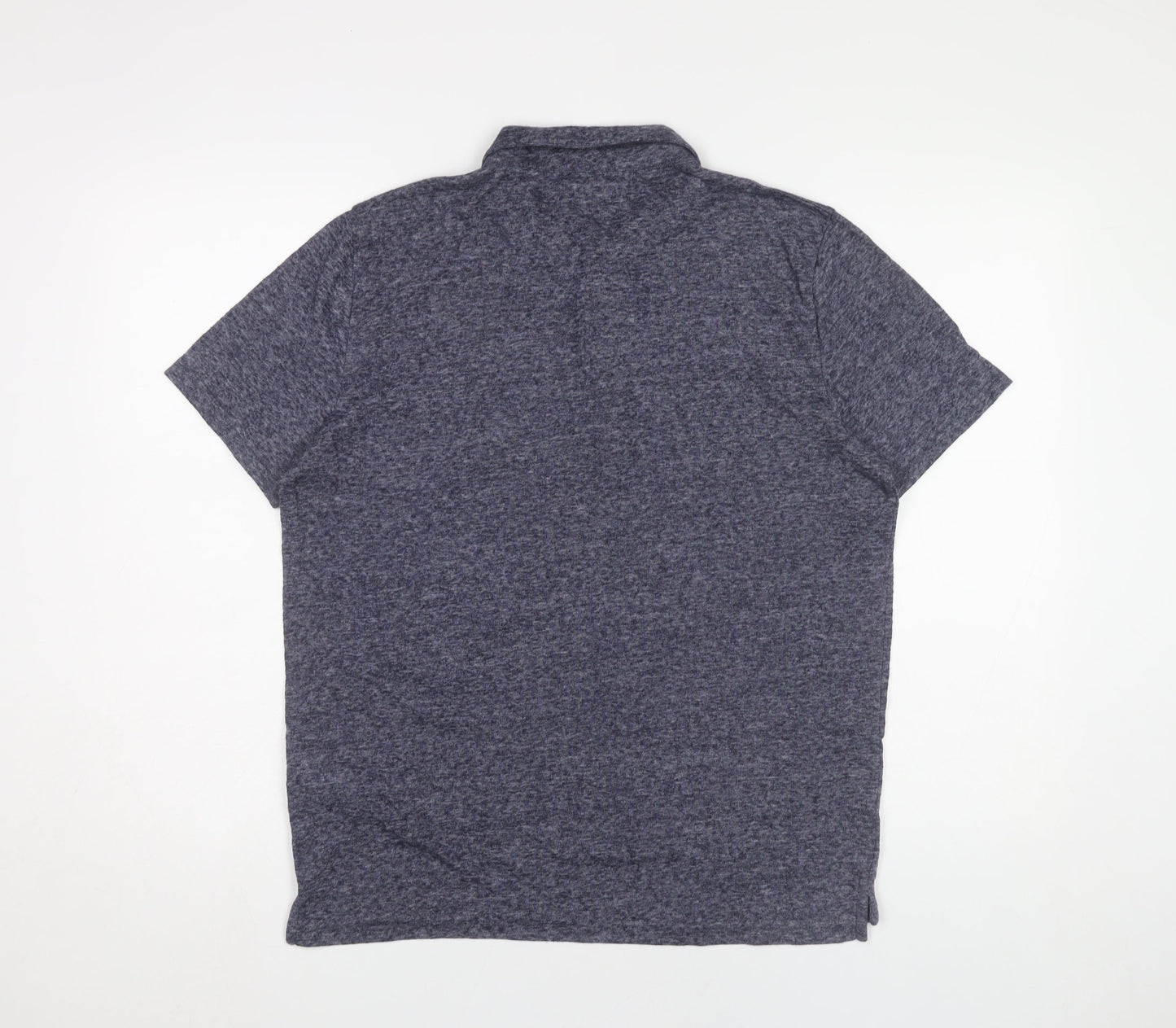 Zara Man Mens Blue Slim Fit Linen Blend Polo Shirt Size L