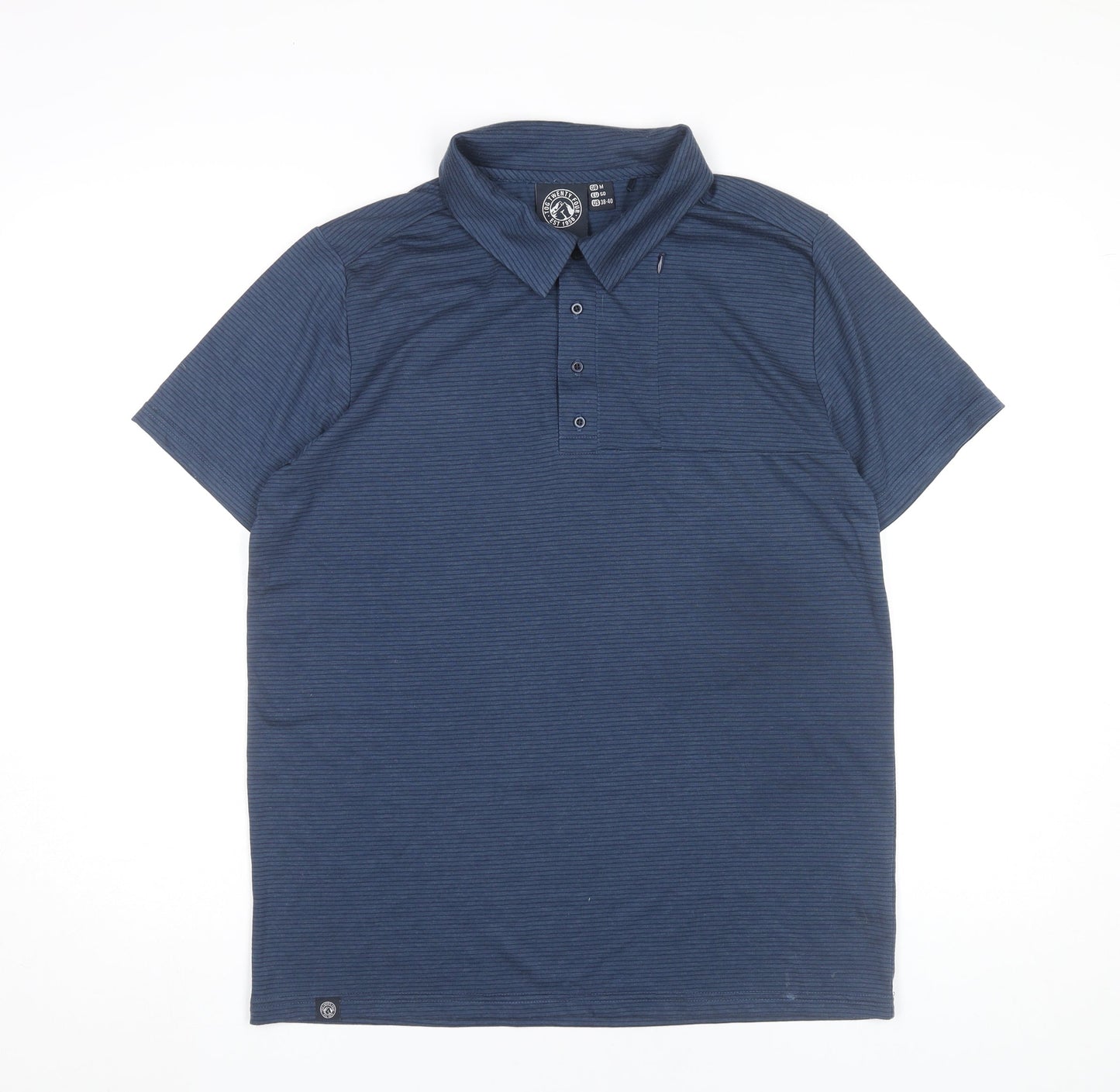 Tog Twenty Four Men’s Blue Striped Polo Shirt Size M Regular Fit