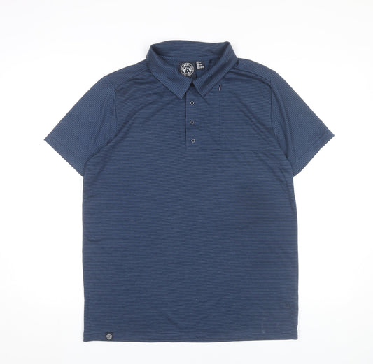 Tog Twenty Four Men’s Blue Striped Polo Shirt Size M Regular Fit