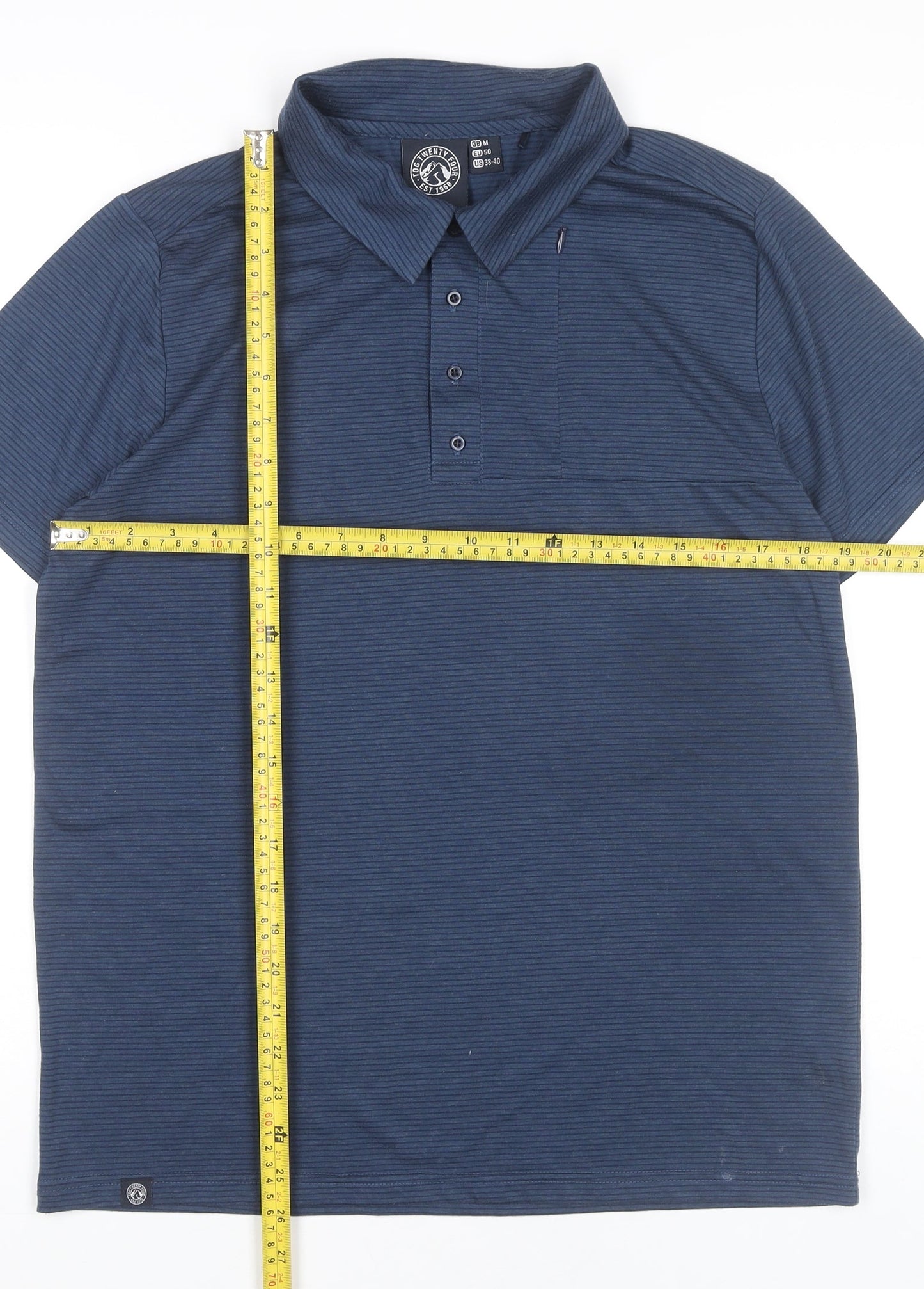 Tog Twenty Four Men’s Blue Striped Polo Shirt Size M Regular Fit