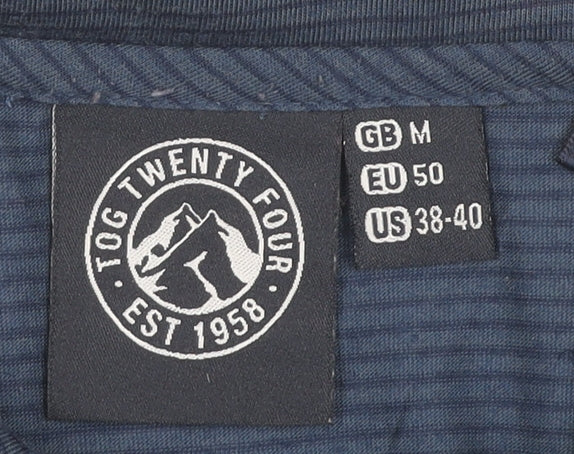 Tog Twenty Four Men’s Blue Striped Polo Shirt Size M Regular Fit